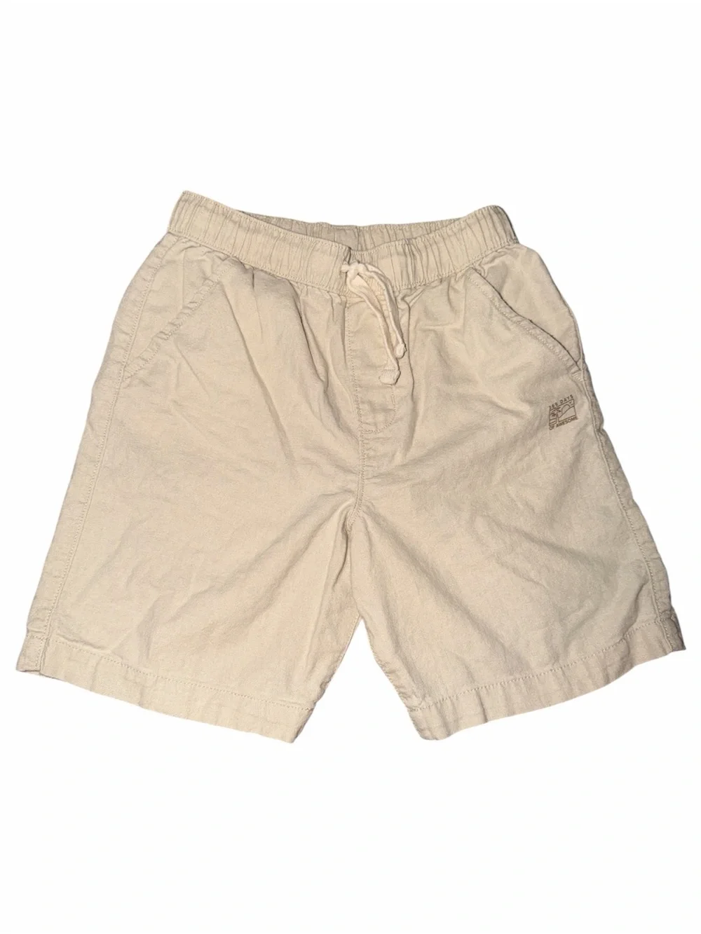 Boy’s Cream Elastic-Waist Casual Shorts